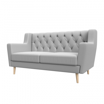 Диван кухонный прямой Брайтон 2 Люкс Белый, Экокожа