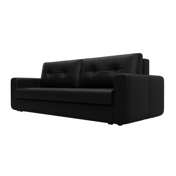 Диван прямой Лига-031 Черный, Экокожа