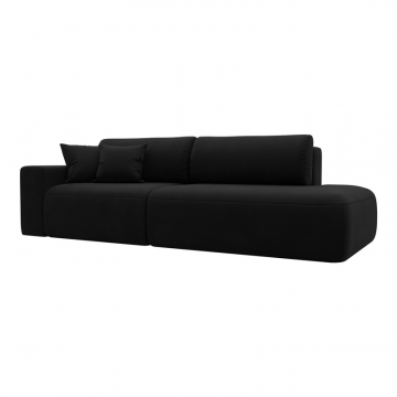 Диван прямой Лига-036 НПБ Модерн подлокотник слева, Черный, Микровельвет