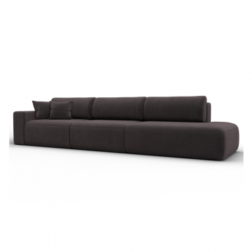 Диван прямой Лига-036 НПБ Модерн Лонг подлокотник слева, SEVEN 727 коричневый, Велюр