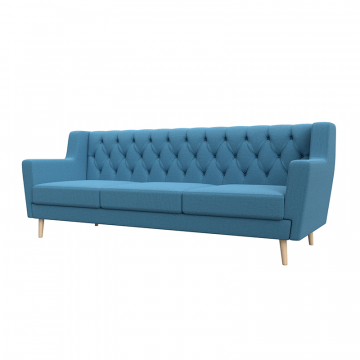 Диван кухонный прямой Брайтон 3 Люкс Голубой, Рогожка