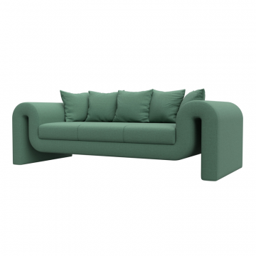 Диван прямой Волна, Амур 11 зеленый, Рогожка