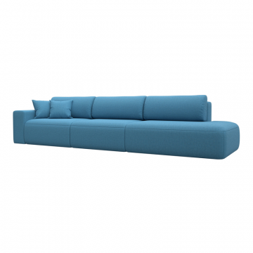 Диван прямой Лига-036 НПБ Модерн Лонг подлокотник слева, Амур 10 голубой, Рогожка