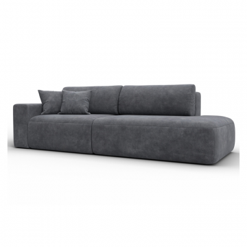 Диван прямой Лига-036 НПБ Модерн подлокотник слева, BRUT 16 темно-серый, Велюр