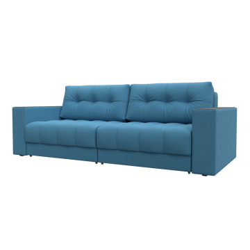 Диван прямой с декором Лига-049 НПБ, Амур 10 голубой, Рогожка