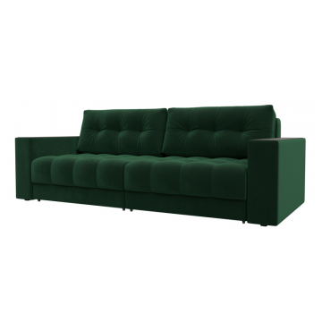 Диван прямой с декором Лига-049 НПБ, SEVEN 626 зеленый, Велюр