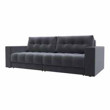 Диван прямой с декором Лига-049 НПБ, SEVEN 17 серый, Велюр