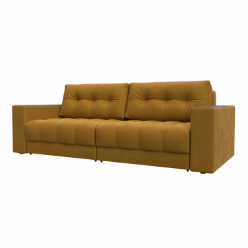 Диван прямой с декором Лига-049 НПБ, BRUT 10 желтый, Велюр