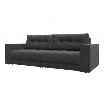 Диван прямой с декором Лига-049 НПБ, BRUT 16 темно-серый, Велюр