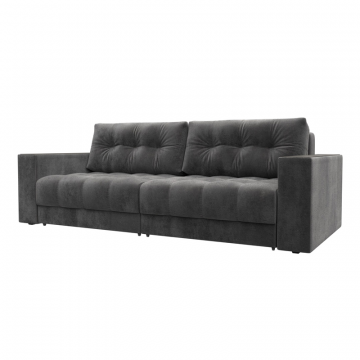 Диван прямой с декором Лига-049 НПБ, TOWER 10 серый, Велюр