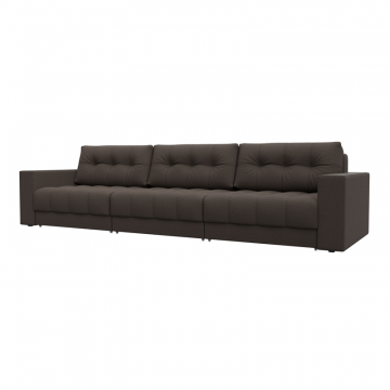 Диван прямой с декором Лига-049 НПБ Лонг, Амур 05 коричневый, Рогожка