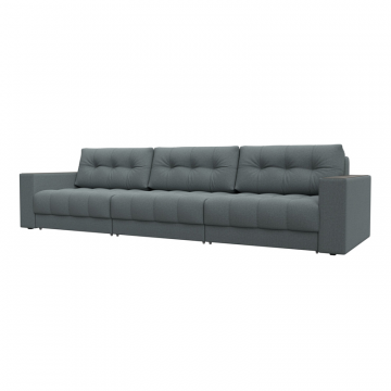 Диван прямой с декором Лига-049 НПБ Лонг, Амур 07 серый, Рогожка