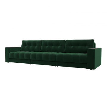 Диван прямой с декором Лига-049 НПБ Лонг, SEVEN 626 зеленый, Велюр