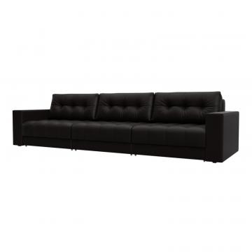 Диван прямой с декором Лига-049 НПБ Лонг, GRIFON 12 коричневый, Экокожа