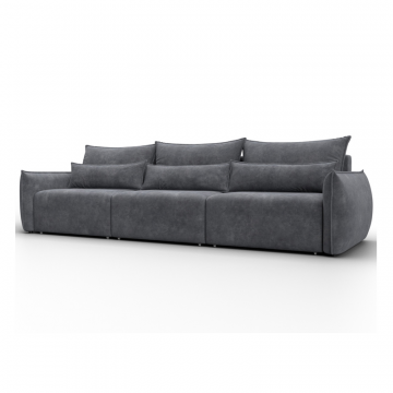 Диван прямой Лига-051 НПБ Лонг, BRUT 16 темно-серый, Велюр