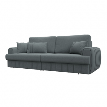 Диван прямой Лига-057 НПБ, Амур 07 серый, Рогожка