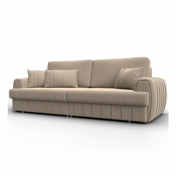 Диван прямой Лига-057 НПБ, SEVEN 729 бежевый, Велюр