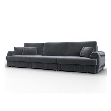 Диван прямой Лига-057 НПБ Лонг, SEVEN 17 серый, Велюр