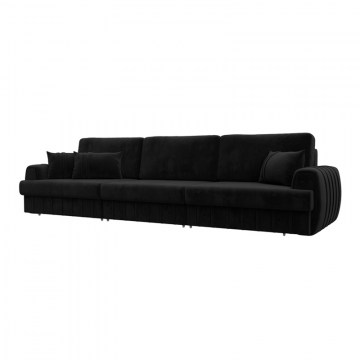 Диван прямой Лига-057 НПБ Лонг, SEVEN 35 черный, Велюр