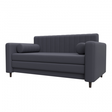 Диван прямой Лига-070, GRIFON 15 серый, Экокожа