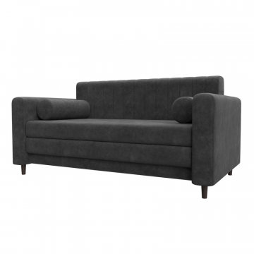 Диван прямой Лига-070, BRUT 16 темно-серый, Велюр