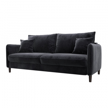 Диван прямой Лига-064 НПБ Темно-серый, Велюр