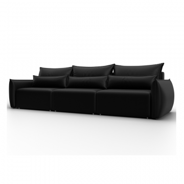 Диван прямой Лига-051 НПБ Лонг, GRIFON 18 черный, Экокожа