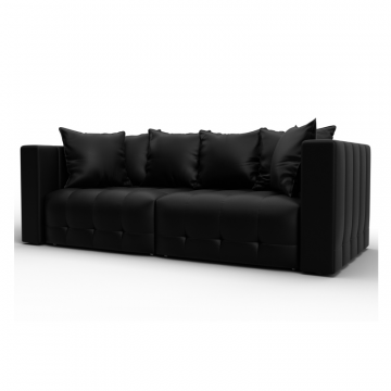 Диван прямой Лига-052 НПБ, GRIFON 18 черный, Экокожа