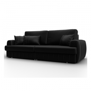 Диван прямой Лига-057 НПБ, GRIFON 18 черный, Экокожа