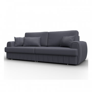 Диван прямой Лига-057 НПБ, GRIFON 15 серый, Экокожа