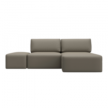 Диван угловой модульный с пуфом Лига-060 НПБ угол универсальный, GRIFON 04 бежевый, Экокожа