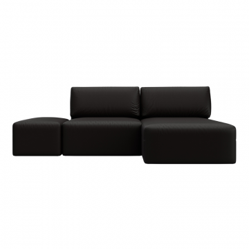 Диван угловой модульный с пуфом Лига-060 НПБ угол универсальный, GRIFON 12 коричневый, Экокожа