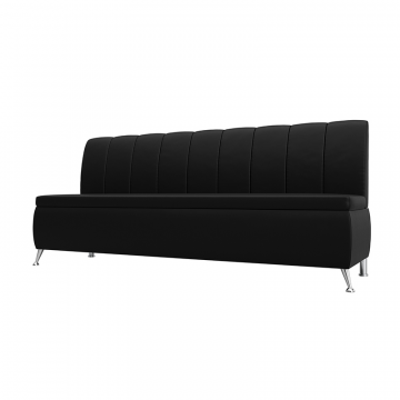 Диван кухонный прямой Кантри Черный, Экокожа