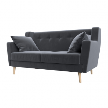 Диван кухонный прямой Брайтон 2 Серый, Велюр