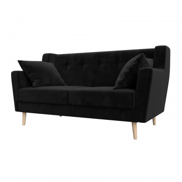 Диван кухонный прямой Брайтон 2 Черный, Велюр