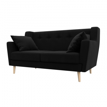 Диван кухонный прямой Брайтон 2 Черный, Микровельвет