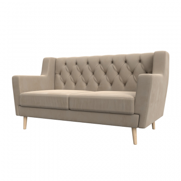 Диван кухонный прямой Брайтон 2 Люкс Бежевый, Велюр