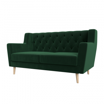 Диван кухонный прямой Брайтон 2 Люкс Зеленый, Велюр