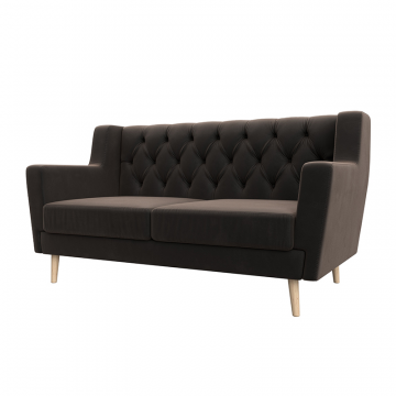 Диван кухонный прямой Брайтон 2 Люкс Коричневый, Велюр