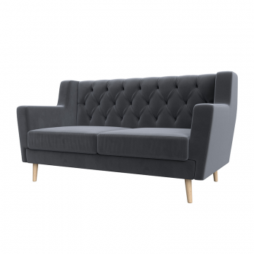 Диван кухонный прямой Брайтон 2 Люкс Серый, Велюр