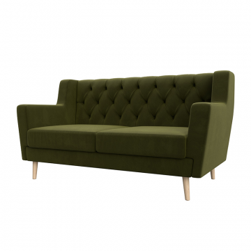 Диван кухонный прямой Брайтон 2 Люкс Зеленый, Микровельвет