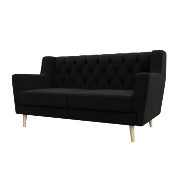 Диван кухонный прямой Брайтон 2 Люкс Черный, Микровельвет