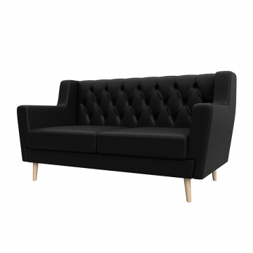 Диван кухонный прямой Брайтон 2 Люкс Черный, Экокожа