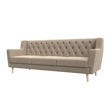 Диван кухонный прямой Брайтон 3 Люкс Бежевый, Велюр