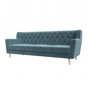 Диван кухонный прямой Брайтон 3 Люкс Бирюзовый, Велюр