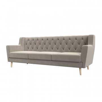 Диван кухонный прямой Брайтон 3 Люкс Бежевый, Микровельвет