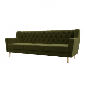 Диван кухонный прямой Брайтон 3 Люкс Зеленый, Микровельвет