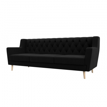 Диван кухонный прямой Брайтон 3 Люкс Черный, Микровельвет