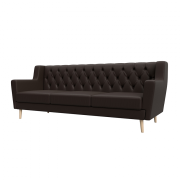 Диван кухонный прямой Брайтон 3 Люкс Коричневый, Экокожа