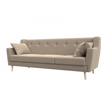 Диван кухонный прямой Брайтон 3 Бежевый, Велюр